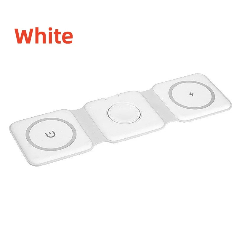 3 in 1 Fast Charging Wireless Magnetic Charger for iPhone 12-16 series, Pro Max AirPods, Apple Watch-Foldable Mobile Phone Wireless Charger