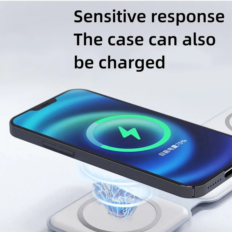 3-in-1 Magnetic Fast Wireless Charger - Foldable Charging Dock for iPhone, AirPods & Apple Watch