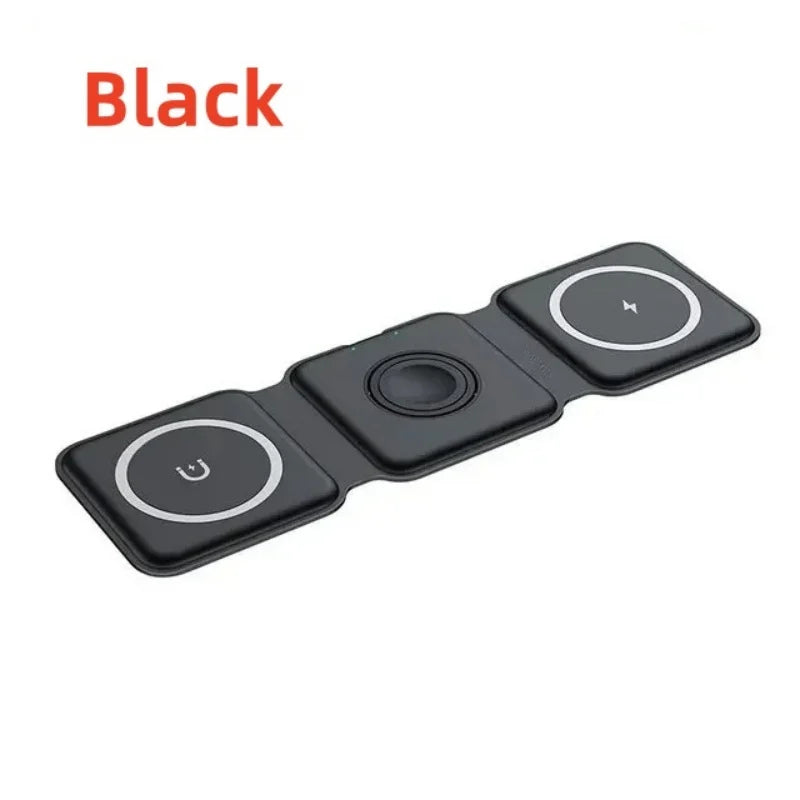 3-in-1 Magnetic Fast Wireless Charger - Foldable Charging Dock for iPhone, AirPods & Apple Watch