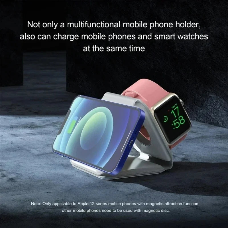 3-in-1 Magnetic Fast Wireless Charger - Foldable Charging Dock for iPhone, AirPods & Apple Watch